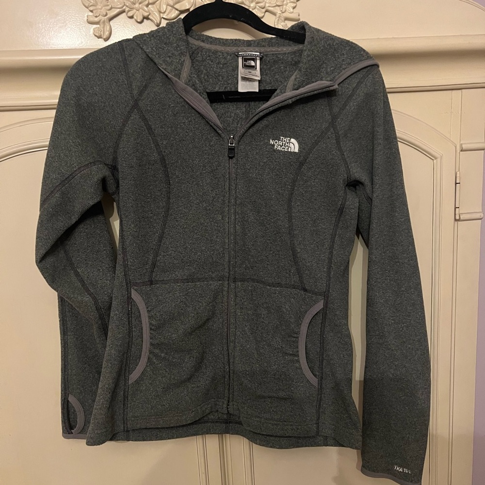 The North Face TNF Polartec Hooded Gray Full Zip Women Sz s Fleece Jacket